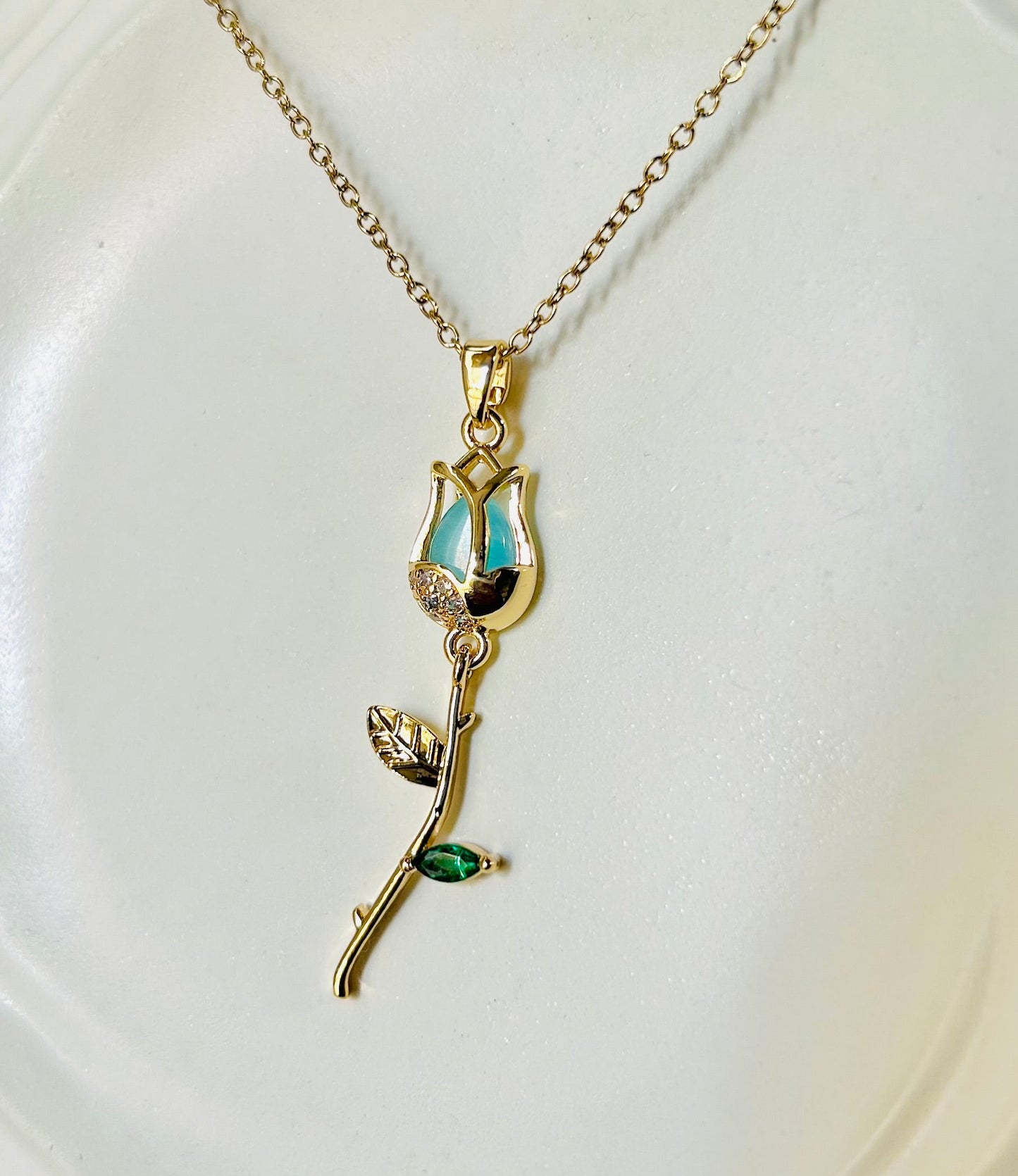 Blue-Gem Flower Pendant