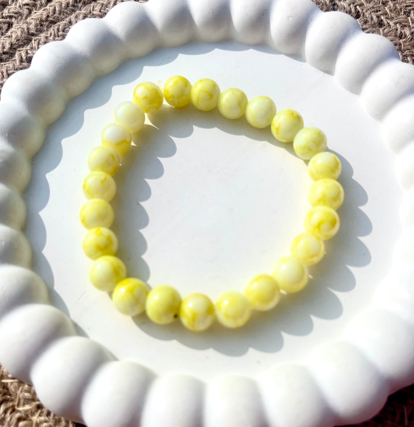 Marble Bracelet (Sunny Yellow & White)