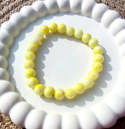 Marble Bracelet (Sunny Yellow & White)