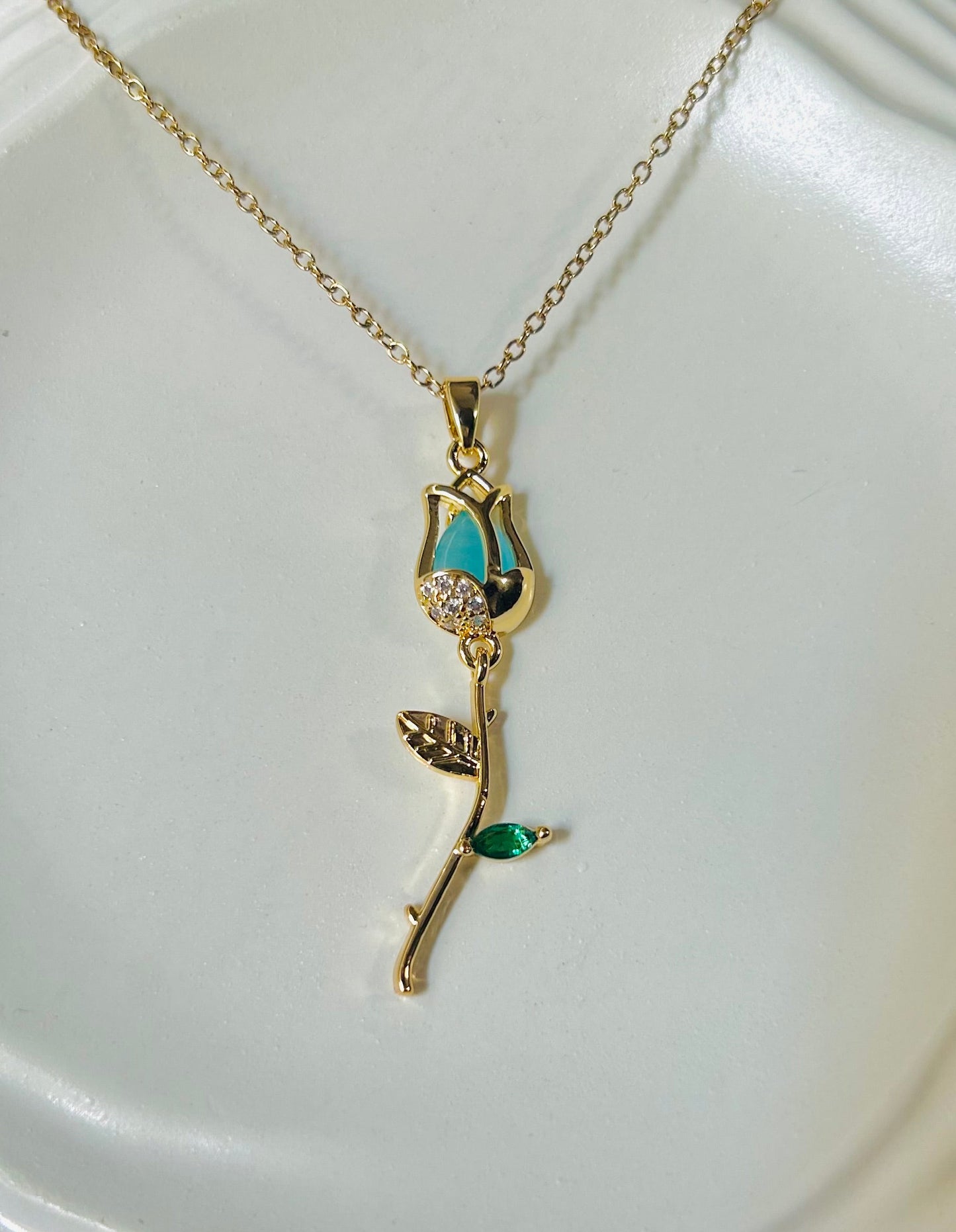 Blue-Gem Flower Pendant