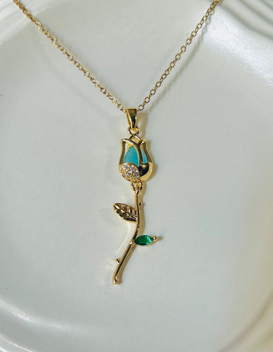 Blue-Gem Flower Pendant