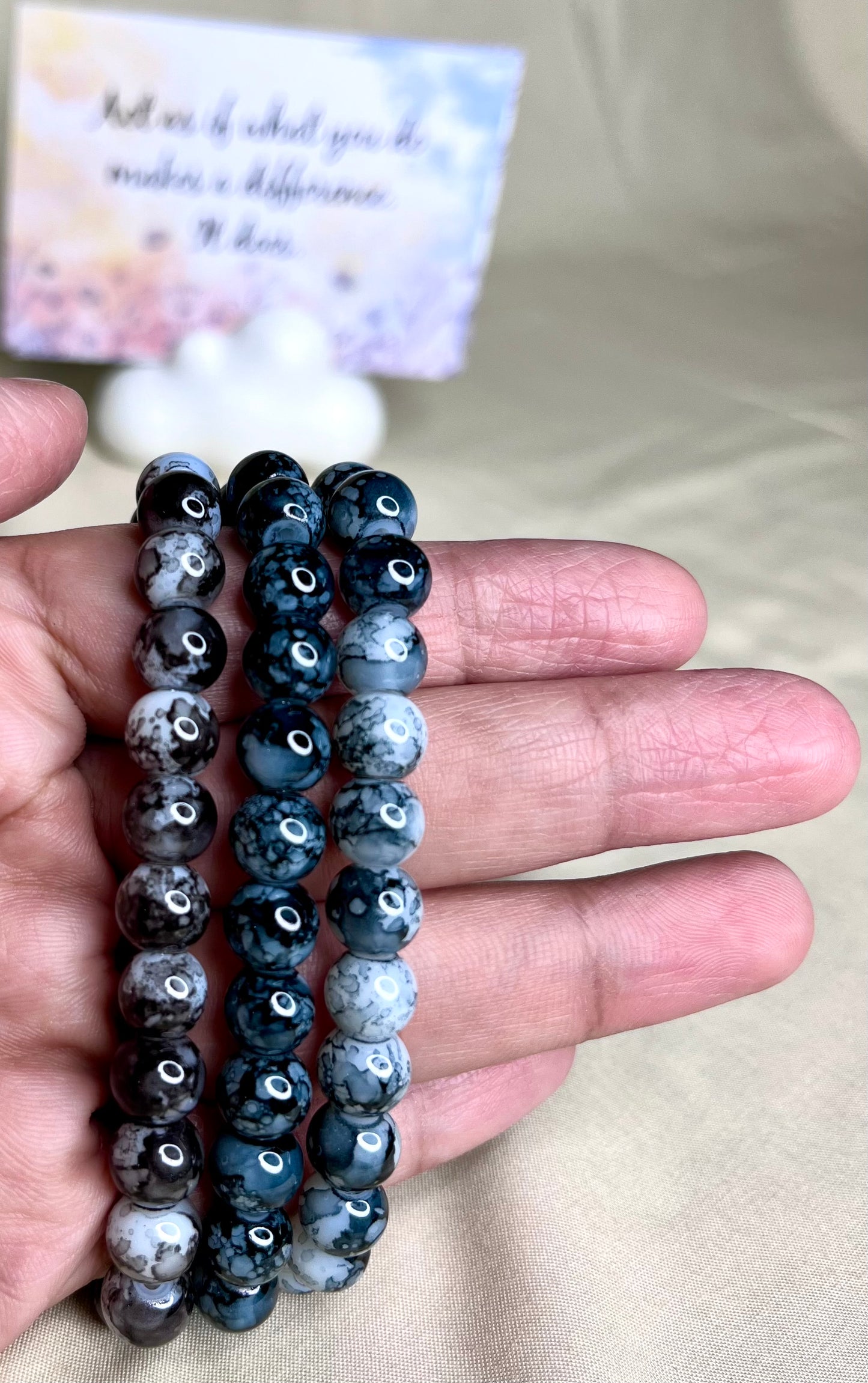 Marble Bracelet ( Teal green & Black)